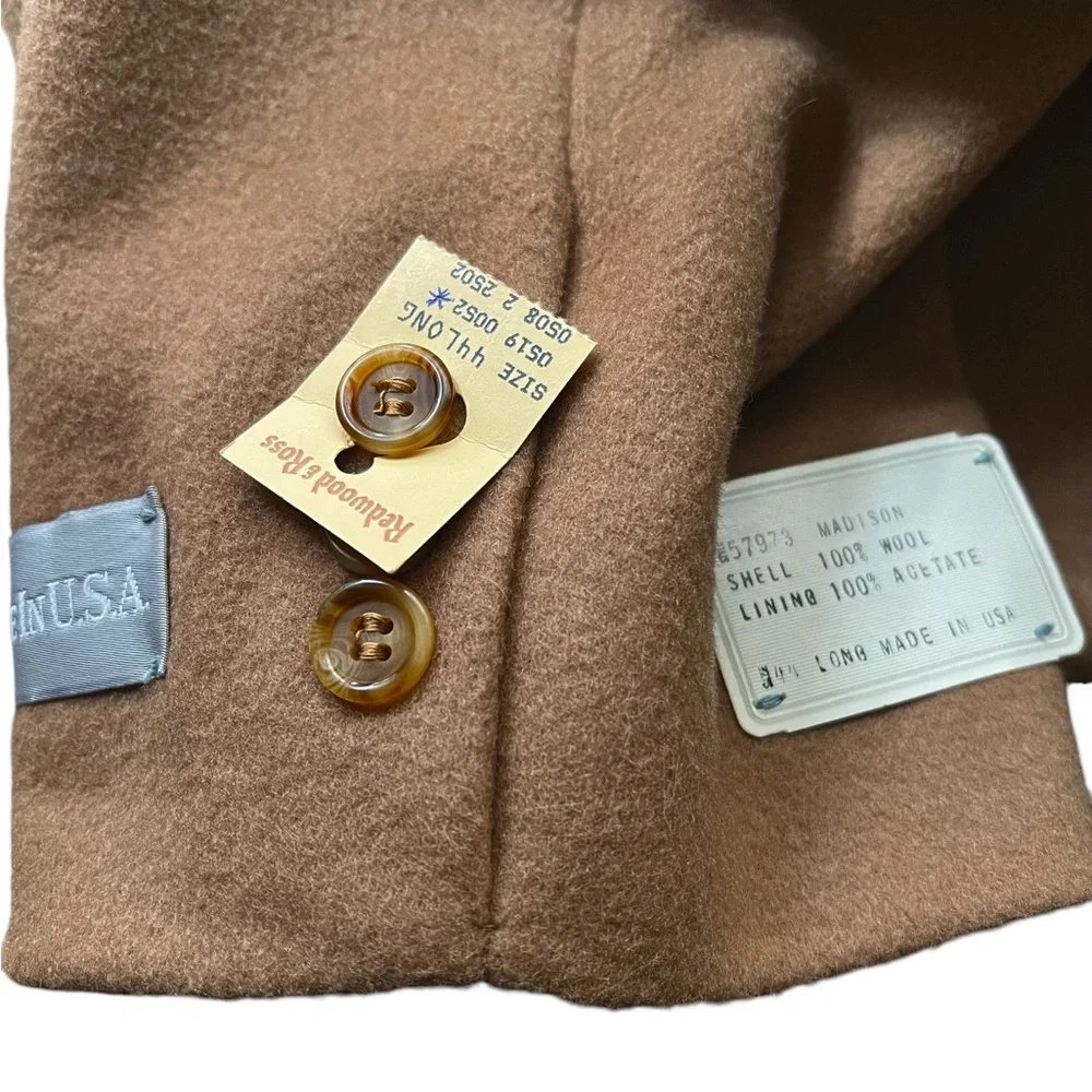 VTG NWT  Redwood & Ross Pure Wool Men’s Trench Coat style. Sz.44L - Picture 5 of 9